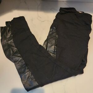 Philosophy Black Leggings with Faux Leather Detail